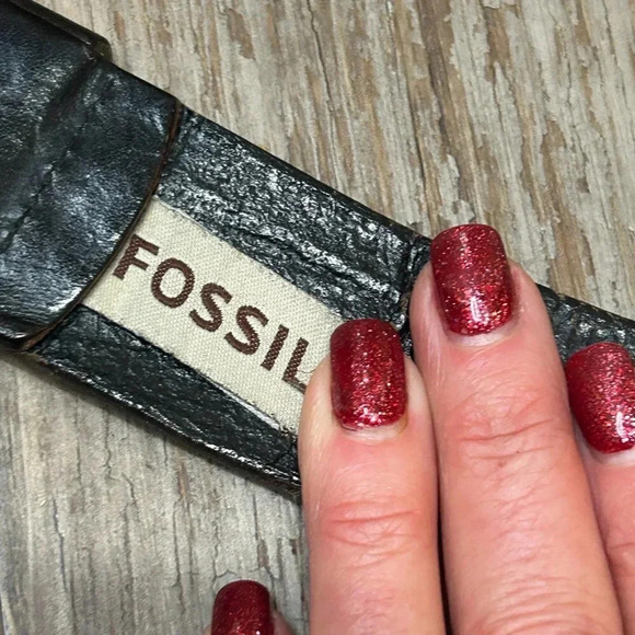 Fossil Vintage Men's Black Leather Belt Size 38 - Picture 5 of 7